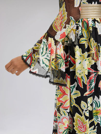 Vacation Lace Jacquard Print Dress