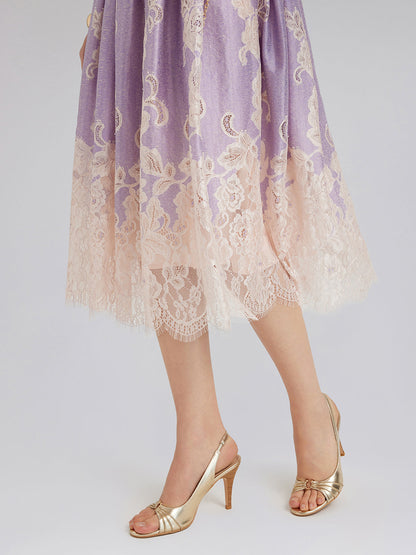 Soft Lace Inset Colorblock Dress