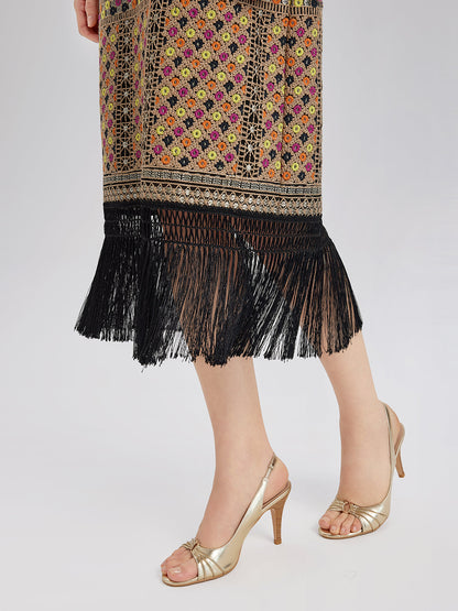 Embroidered Fringe Bohemian Dress