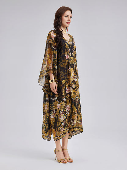 Baroque-Print Silk Dress