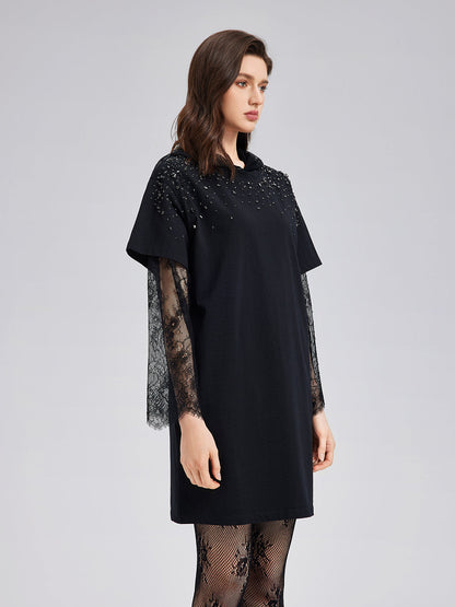 Hand-Beaded Washed Knit Dress