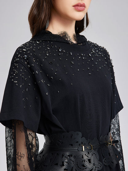 Hand-Beaded Washed Knit Dress