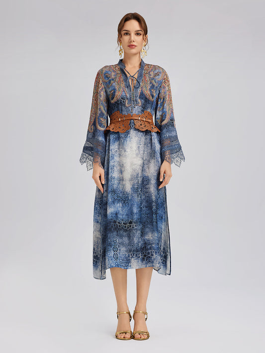 100% Silk Paisley Tie-Dye Dress