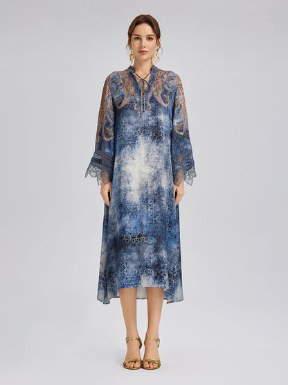 100% Silk Paisley Tie-Dye Dress