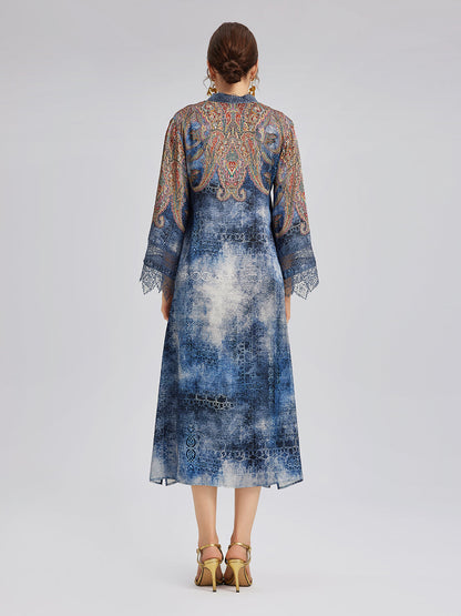 100% Silk Paisley Tie-Dye Dress