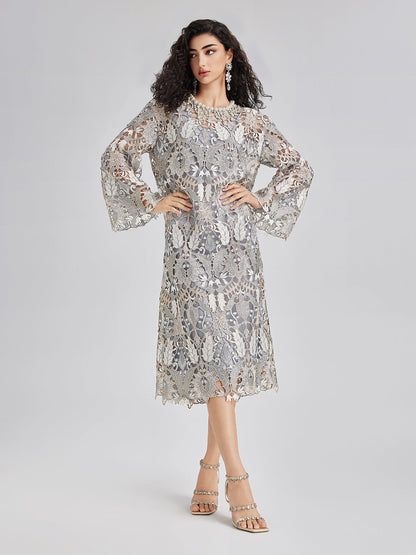 Custom Baroque Relief Embroidered Bead Dress