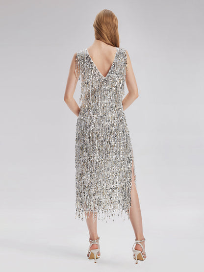 Sparkling Tassel Sequin Dress