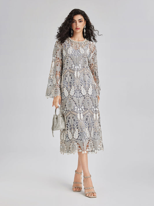 Custom Baroque Relief Embroidered Bead Dress