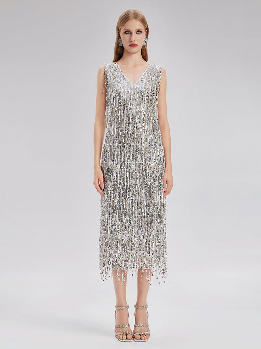 Sparkling Tassel Sequin Dress