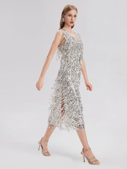 Sparkling Tassel Sequin Dress