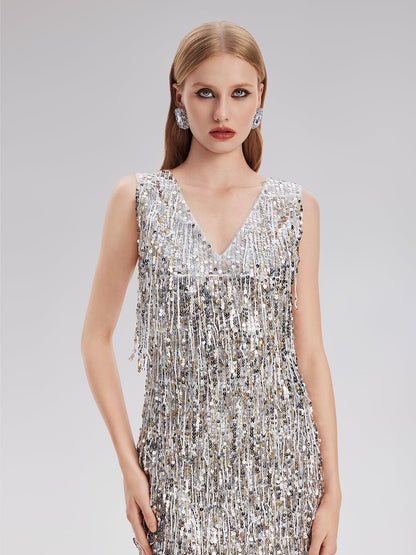 Sparkling Tassel Sequin Dress
