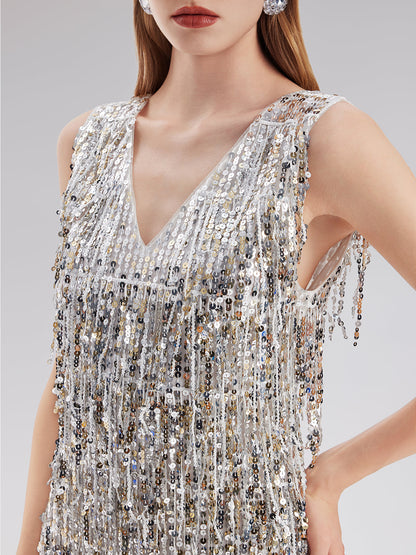 Sparkling Tassel Sequin Dress
