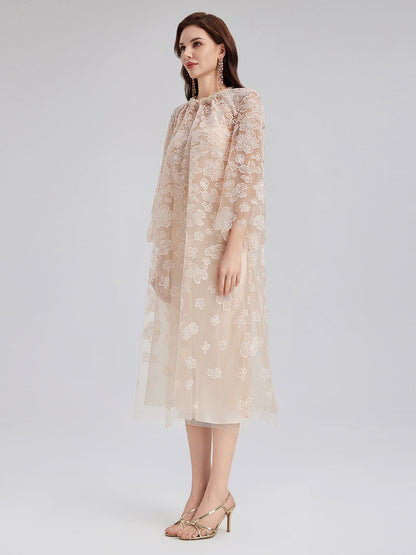 Hand-Beaded Cutwork Embroidery Dress