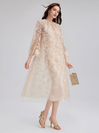Hand-Beaded Cutwork Embroidery Dress