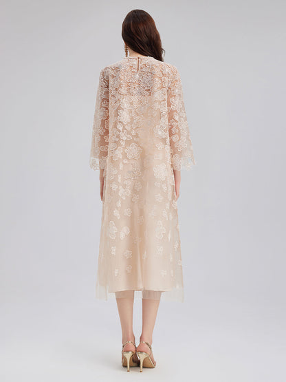 Hand-Beaded Cutwork Embroidery Dress