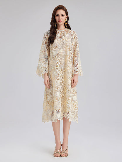 Handcrafted Beaded Tassel A-Line Dress