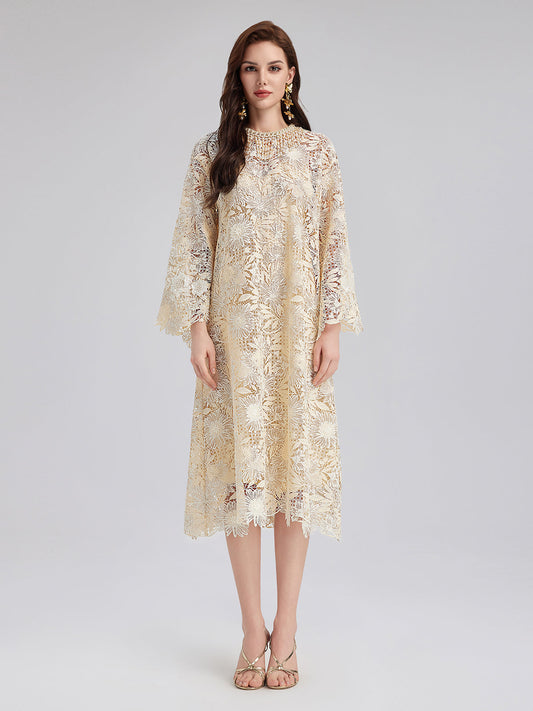 Handcrafted Beaded Tassel A-Line Dress
