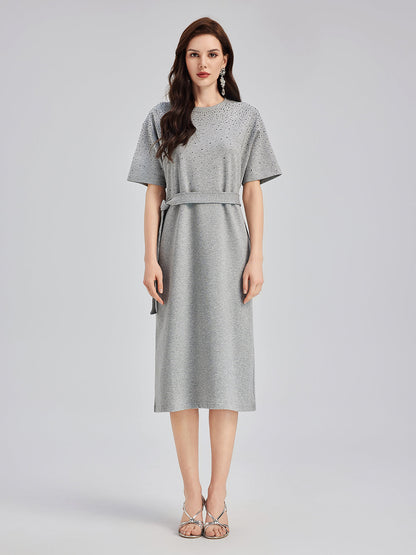 Rhinestone Embellished Casual Dress