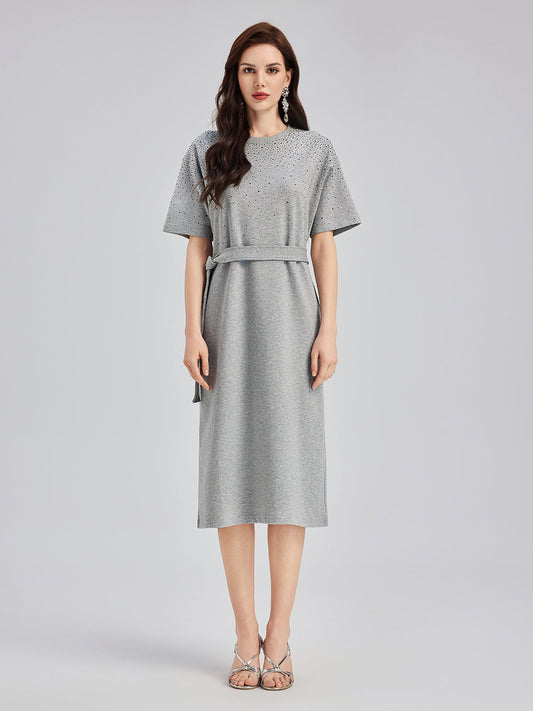 Rhinestone Embellished Casual Dress