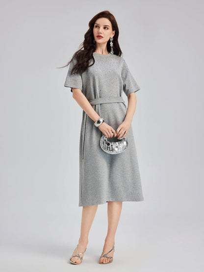 Rhinestone Embellished Casual Dress