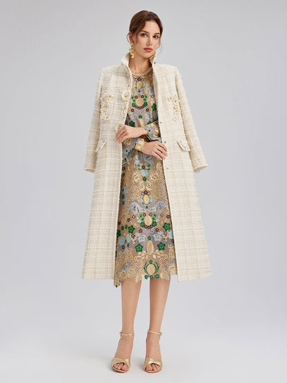 Hand-Beaded Baroque Embroidered Eyelet Dress