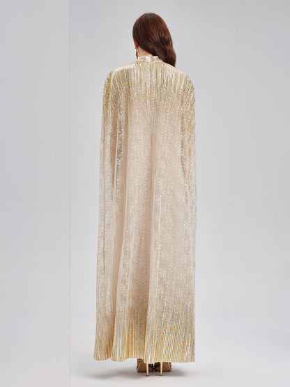 Gold Lace Dress & Cape Gown