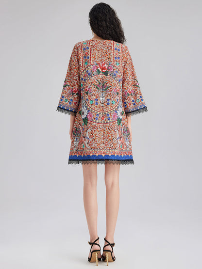 Hand-Sewn Bead Vintage Pattern Dress