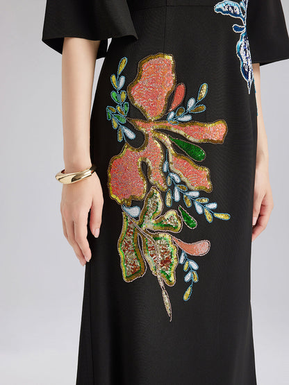 Vintage Floral Embroidered Dress