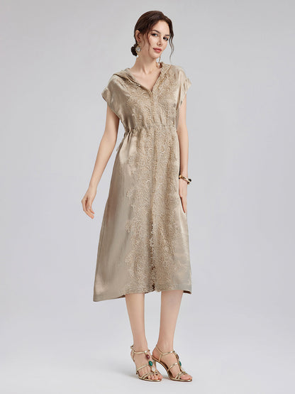 Satin Lace Hoodie Dress