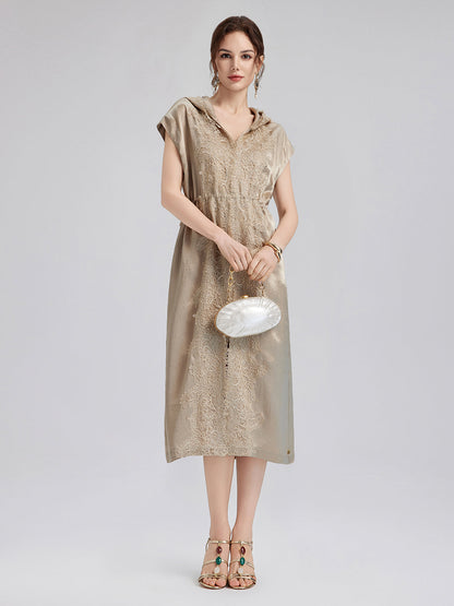Satin Lace Hoodie Dress