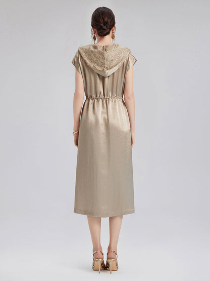 Satin Lace Hoodie Dress