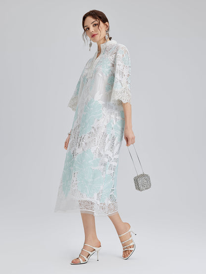 Guipure Lace Embroidered Openwork Appliqué Robe