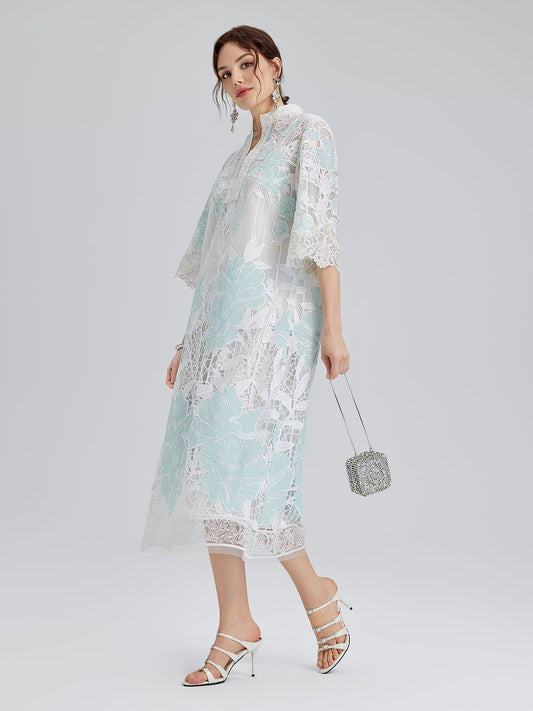 Guipure Lace Embroidered Openwork Appliqué Robe