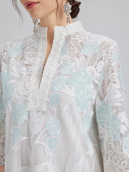 Guipure Lace Embroidered Openwork Appliqué Robe