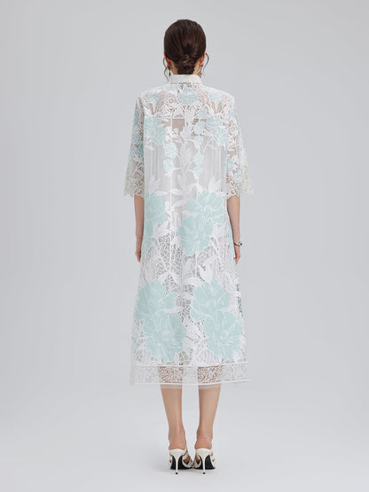 Guipure Lace Embroidered Openwork Appliqué Robe
