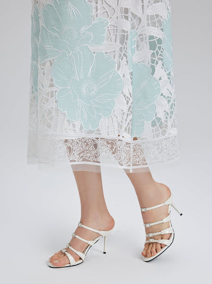 Guipure Lace Embroidered Openwork Appliqué Robe