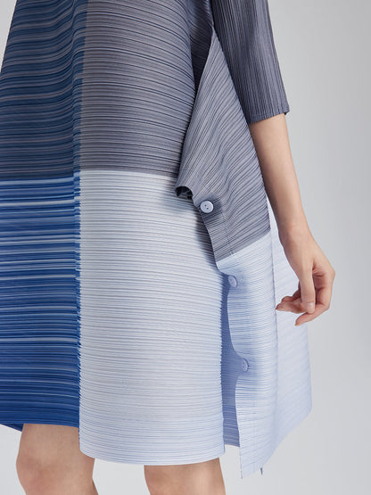 Colorblock Pleated Geometric Dress