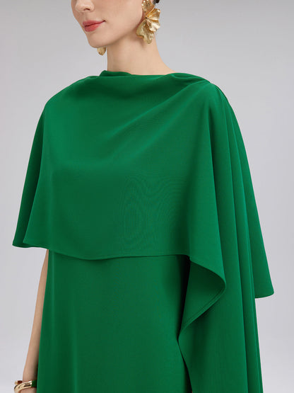 Emerald Shawl-Tie Evening Gown