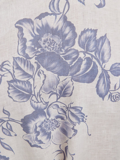 Linen Hand-Beaded Printed Dress (100% Linen)