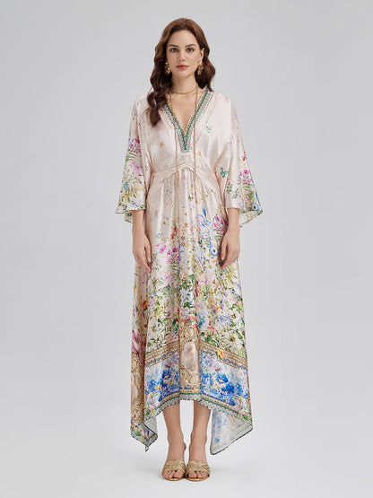 Silk Satin V-Neck Dress