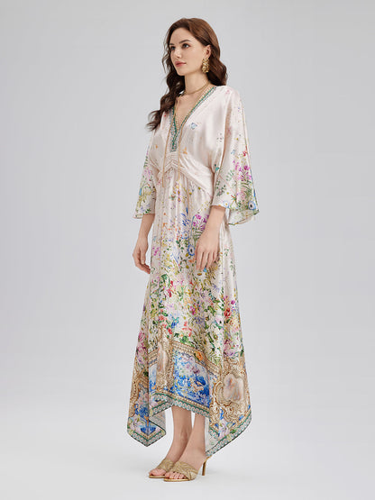 Silk Satin V-Neck Dress