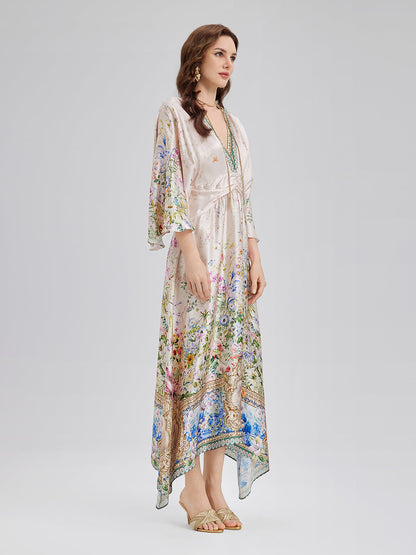 Silk Satin V-Neck Dress