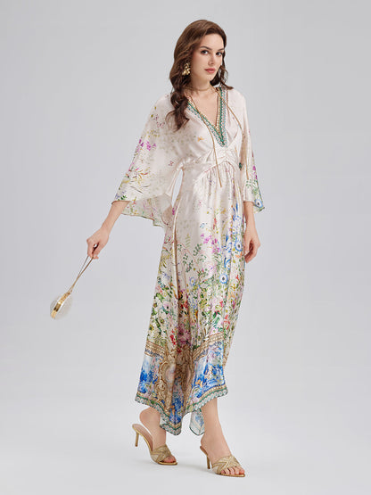 Silk Satin V-Neck Dress