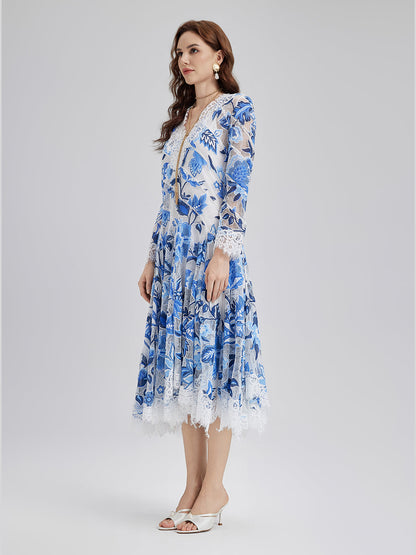 Lace Jacquard Panel Dress
