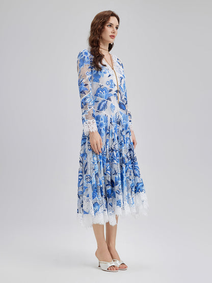 Lace Jacquard Panel Dress