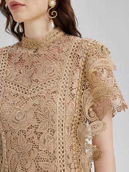 Handcrafted Corded Lace Baroque Dress