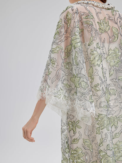 Sequin Embroidered Square-Neck Dress
