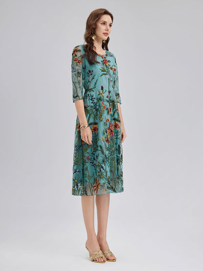 Hand-Beaded Floral Embroidered Dress