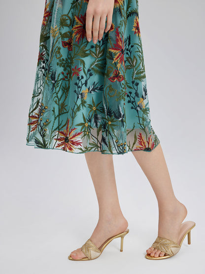 Hand-Beaded Floral Embroidered Dress