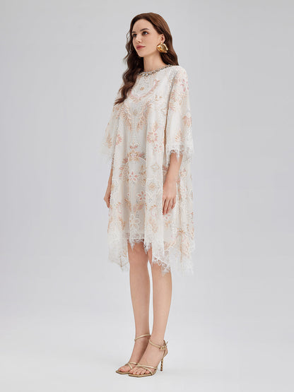 Hand-Beaded Floral Lace Dress